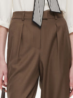 100% Worsted Merino Wool Women Tapered Pants GOELIA