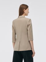 Machine Washable Wool Blend Women One Button Blazer GOELIA