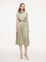 19MM Mulberry Silk Front Knot Women Self-Tie Maxi Dress GOELIA