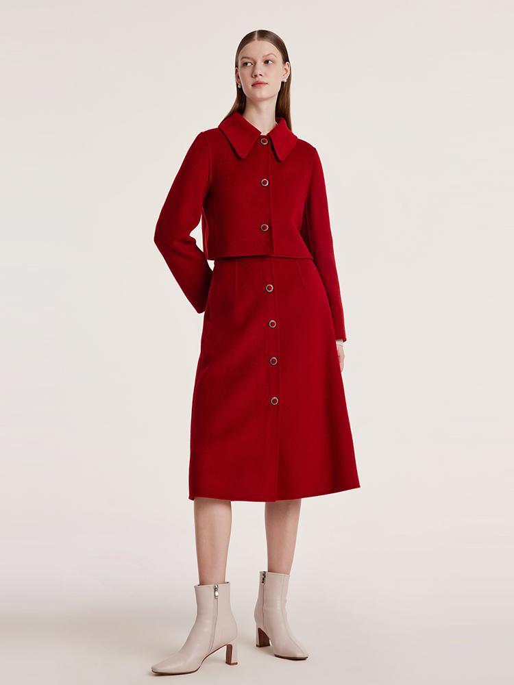 Tencel Wool Crop Jacket And Half Skirt Suit GOELIA