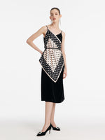 Black And Pink Polka Dots Printed Pure Silk Scarf GOELIA