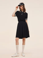 Tencel Blend Openwork Knit Top And Pleated Skirt Two-Piece Set GOELIA