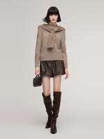 Wool Jacquard Mock Neck Women Sweater GOELIA