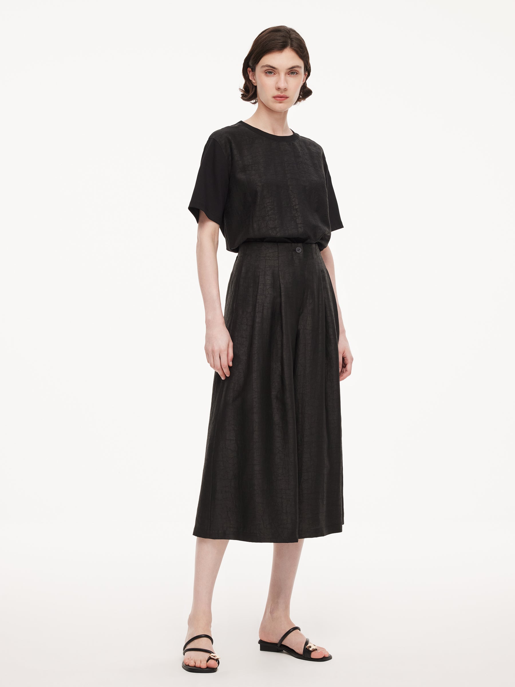 18MM Gambiered Canton Gauze Women High-Waisted Culottes GOELIA
