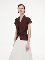 10.5MM Mulberry Silk V-Neck Twist Front Women Blouse GOELIA