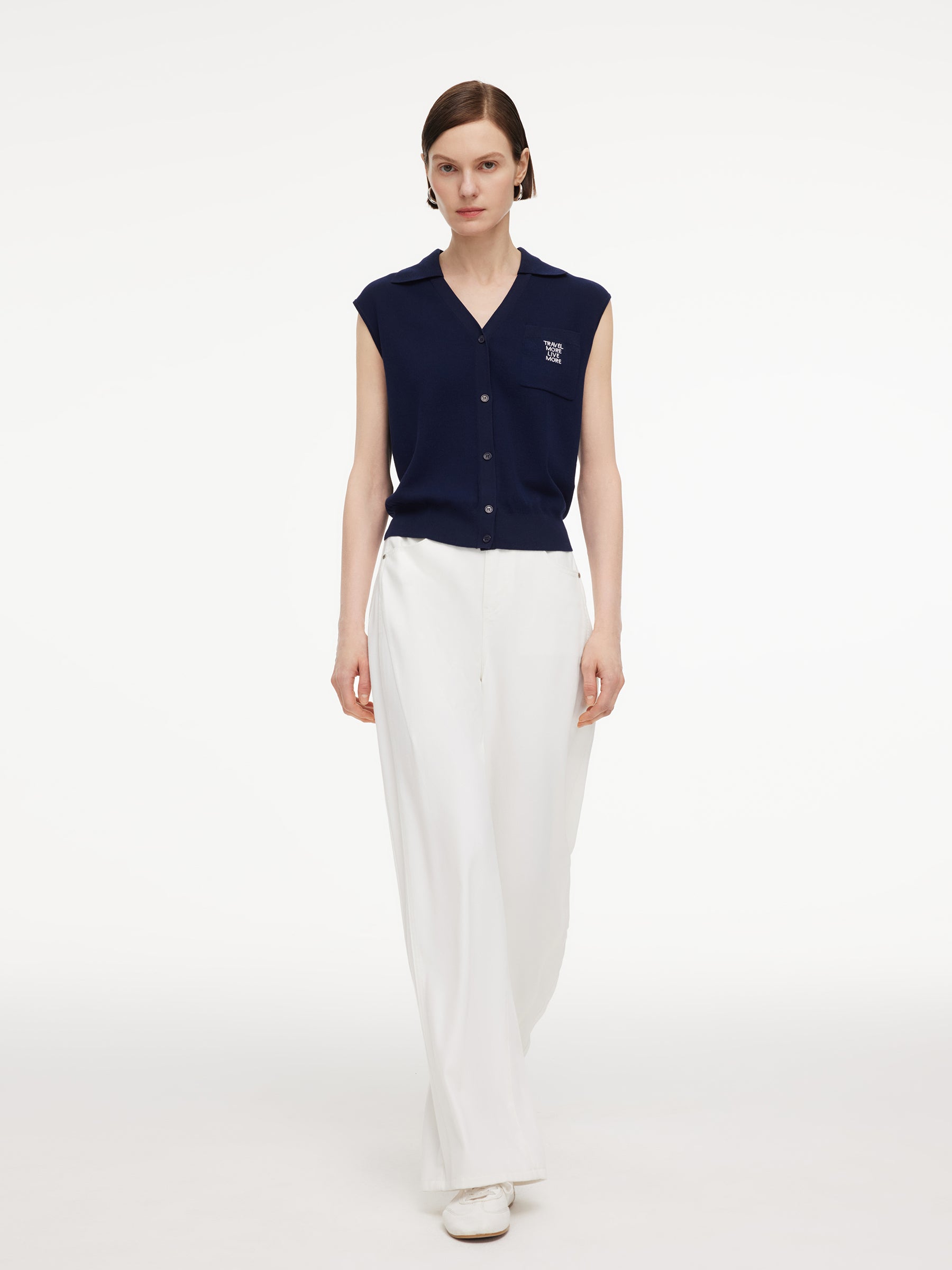 Lyocell Blend V-Neck Women Knit Vest GOELIA