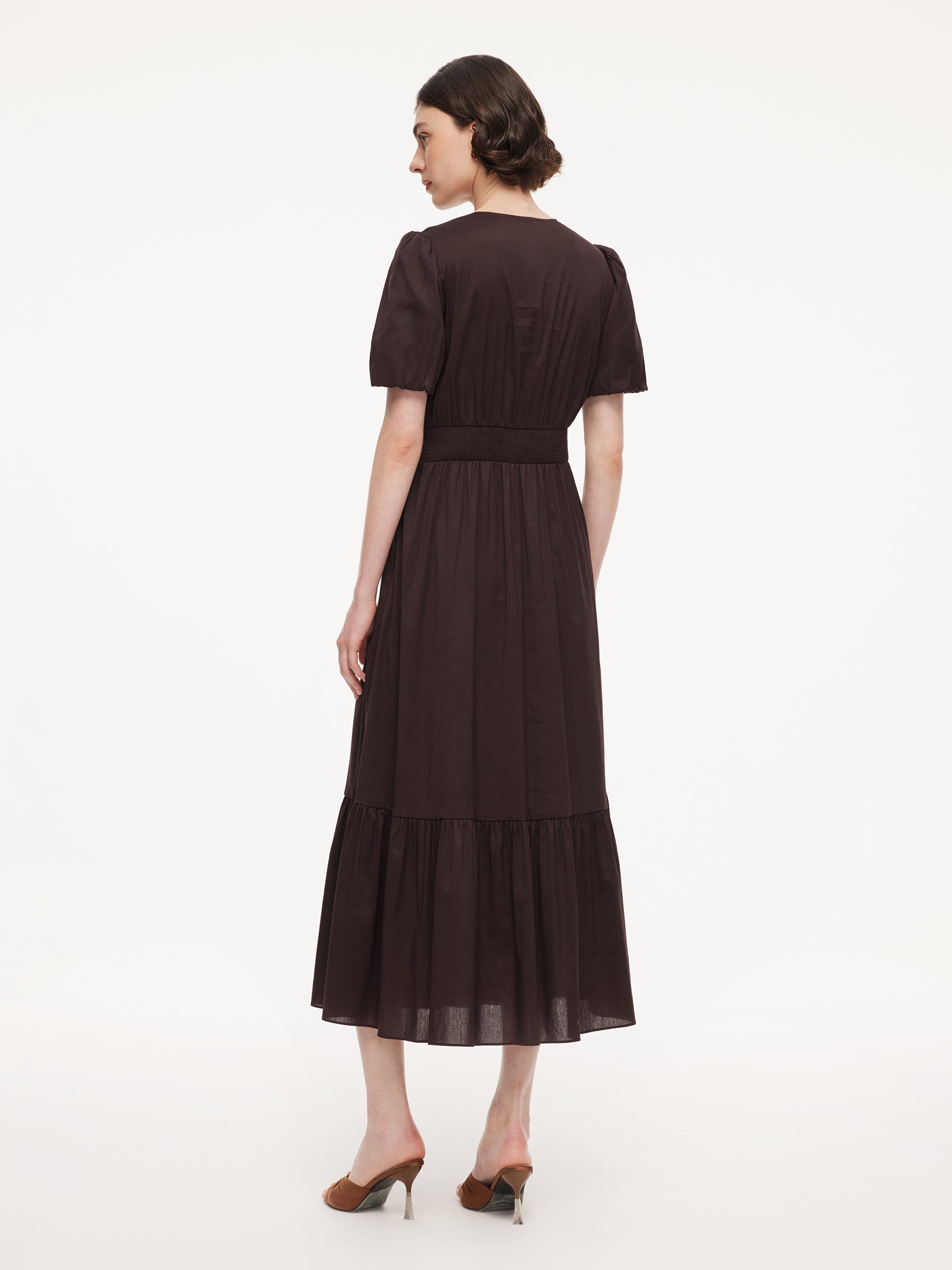 cos a line midi dress Cotton Blend V-Neck Women A-Line Tiered Maxi Dress – GOELIA