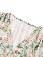 10MM Mulberry Silk Floral Print Ruffled Sleeve Women Wrap Maxi Dress GOELIA