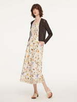 Tencel Blend Cardigan And Floral Print Strap Dress Two-Piece Set GOELIA