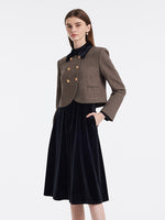 Washable Wool Double-Breasted Jacket And Skirt Two-Piece Set GOELIA