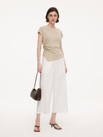 Lyocell Blend Side Drawstring Women Asymmetric Knit Top GOELIA