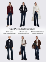 Denim Fleece Lined Women Flared Jeans GOELIA