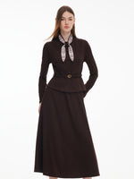 [Preview] Stretchy Vest And Dress Two-Piece Set With Silk & Belt GOELIA