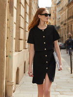 Triacetate Faux-Layered Single-Breasted Women Mini Dress GOELIA