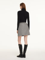 Black And White Houndstooth Women A-Line Skirt With Belt GOELIA