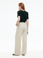 Tencel Blend Adjustable Waist Women Wide Leg Jeans GOELIA