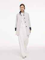 Cotton Blend Relaxed A-Line Women Mid Length Trench Coat GOELIA
