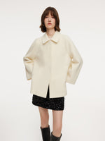 100% Wool Women Coat With Detachable Bowknot GOELIA