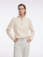 Wool Blend Half-Zip Women Sweater GOELIA