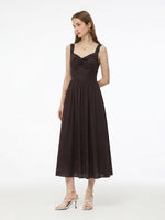 Pre-Order Cotton Sleeveless Women Maxi Dress With Detachable Chest Pads And Floral Choker GOELIA