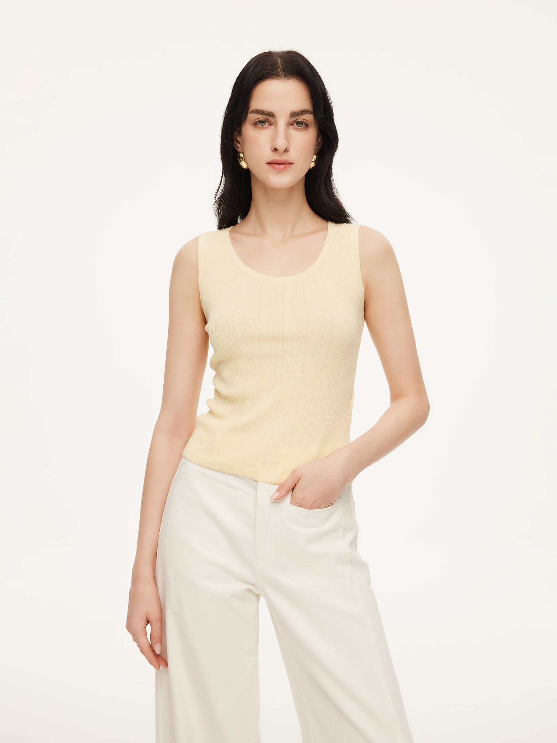 Cotton Mulberry Silk Blend Women Tank Top GOELIA