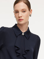 22MM Mulberry Silk Women Shirt With Detachable Ruffle Detail GOELIA