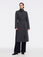 Cashmere Wool Blend Double-Faced Women Self-Tie Belt Overcoat GOELIA