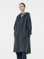 100% Wool Double-Faced Hooded Zip-Up Women Overcoat GOELIA