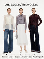 Ribbon Neck Women Shirt With Knit Camisole GOELIA