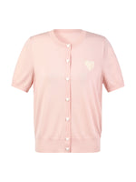 Lyocell Blend Sequined Heart Women Short Sleeve Cardigan GOELIA