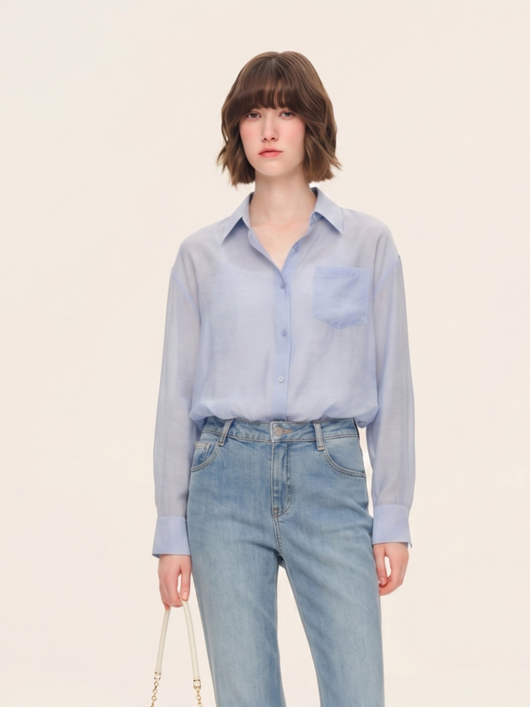 [Preview] Acetate Blend Women Shirt With Built-in Camisole GOELIA