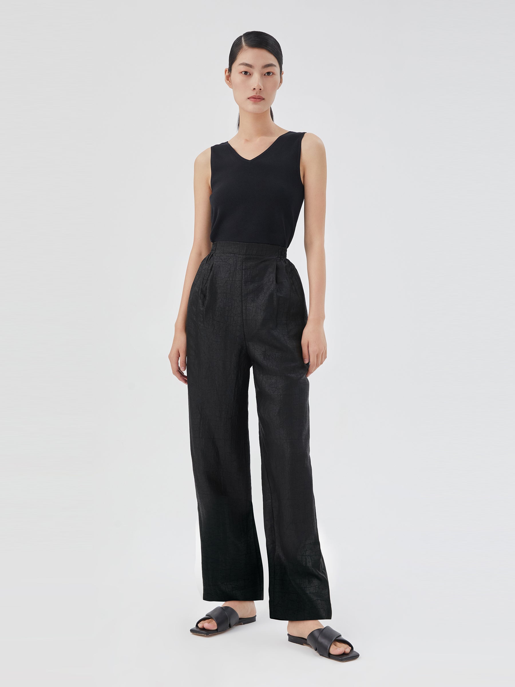 18 Momme Xiang Yun Silk Ankle Banded Pants For Women GOELIA