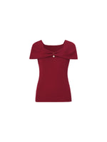 Lyocell Blend Off Shoulder Women Knit Top With Detachable Magnetic Flower GOELIA