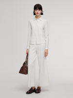 Tencel Wool Blend Straight Wide Leg Women Pants GOELIA