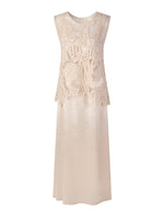 100% Acetate Openwork Crochet Tank Top And Slip Dress Two-Piece Set GOELIA