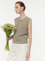 Linen Sequins Openwork Women Knit Tank Top GOELIA