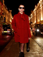 Tencel Wool Blend Double-Faced Women Coat With Detachable Collar GOELIA