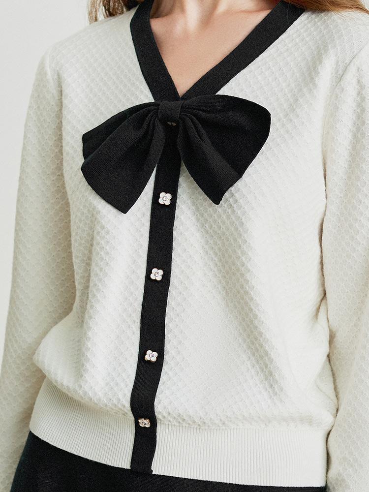 Jumper And Skirt Two-Piece Suit With Bow GOELIA