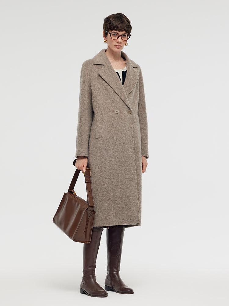 Peak Lapel Alpaca Wool Long Coat