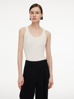 Triacetate Tencel Blend Stripe Boat Neck Top And Tank Top Two-Piece Set GOELIA