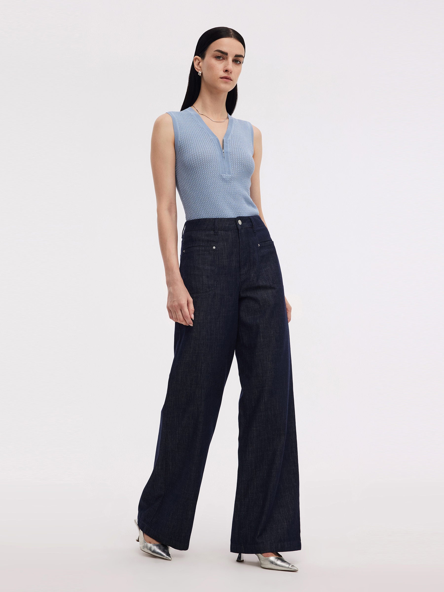 100% Cotton Denim Women Straight Leg Jeans GOELIA