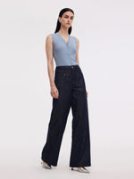 100% Cotton Denim Women Straight Leg Jeans GOELIA