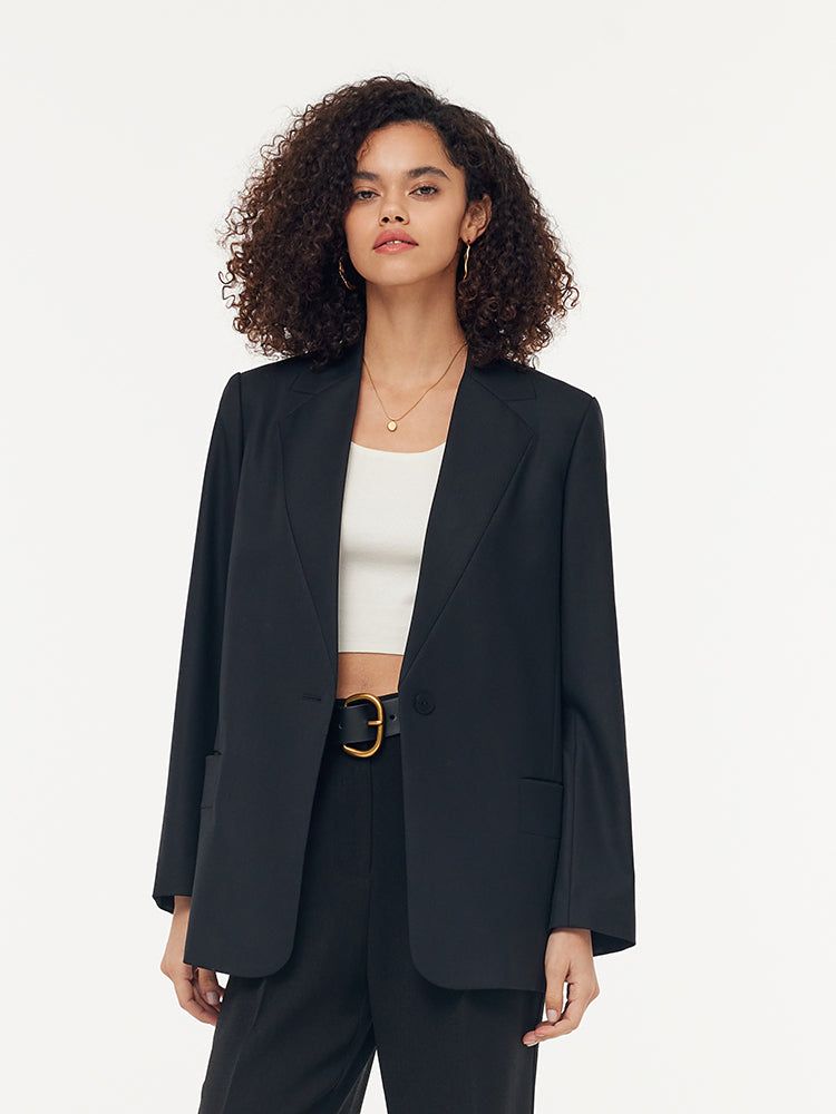 100% Wool V-Neck Women Blazer GOELIA