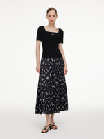 [Preview] Lyocell Blend Bowknot Embroidered Women Square Neck Knit Top GOELIA
