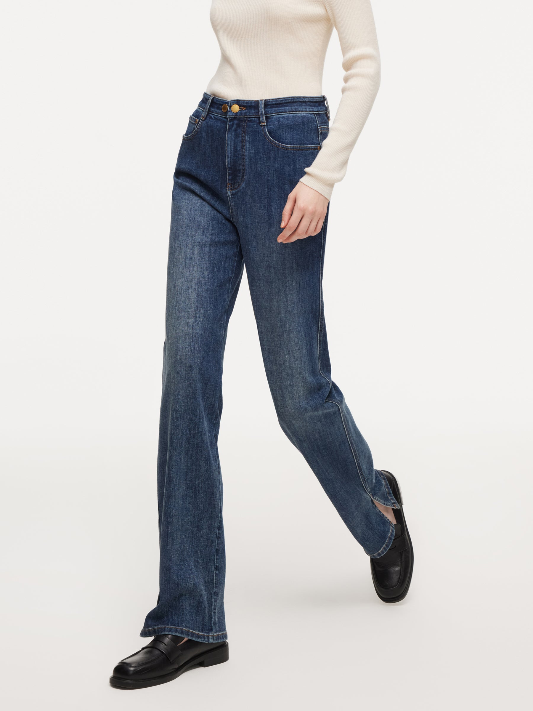 [Preview] Acetate Blend Denim Micro-Flared Women Jeans GOELIA