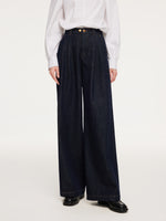 Denim Adjustable Waist Women Wide Leg Jeans GOELIA