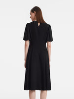 Acetate Gathered Waist Women Midi Dress GOELIA
