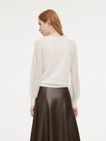 Jacquard Ruffle Neck Women Knit Top GOELIA