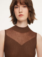 Mock Neck Sleeveless A-Line Women Pleated Maxi Dress GOELIA