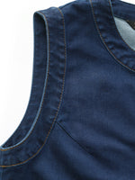 Denim Stretch Front Button Women Mini Dress GOELIA